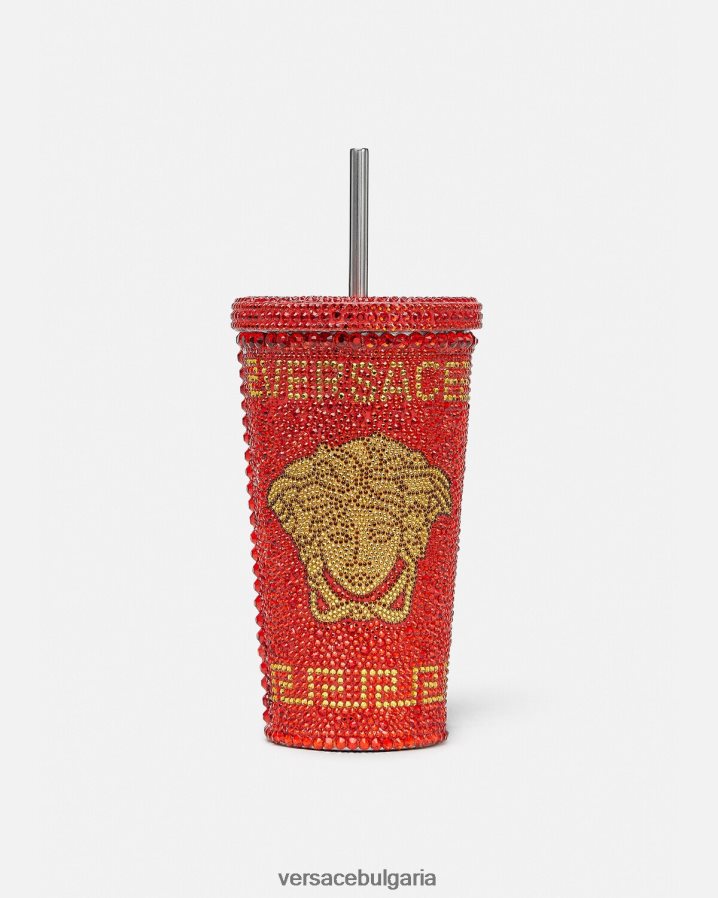 Жени Versace кристална медуза пътна чаша N0824Z1207 червен бельо и плажно облекло