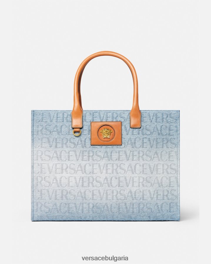 Жени Versace цяла голяма дънкова чанта N0824Z324 светло синьо чанти