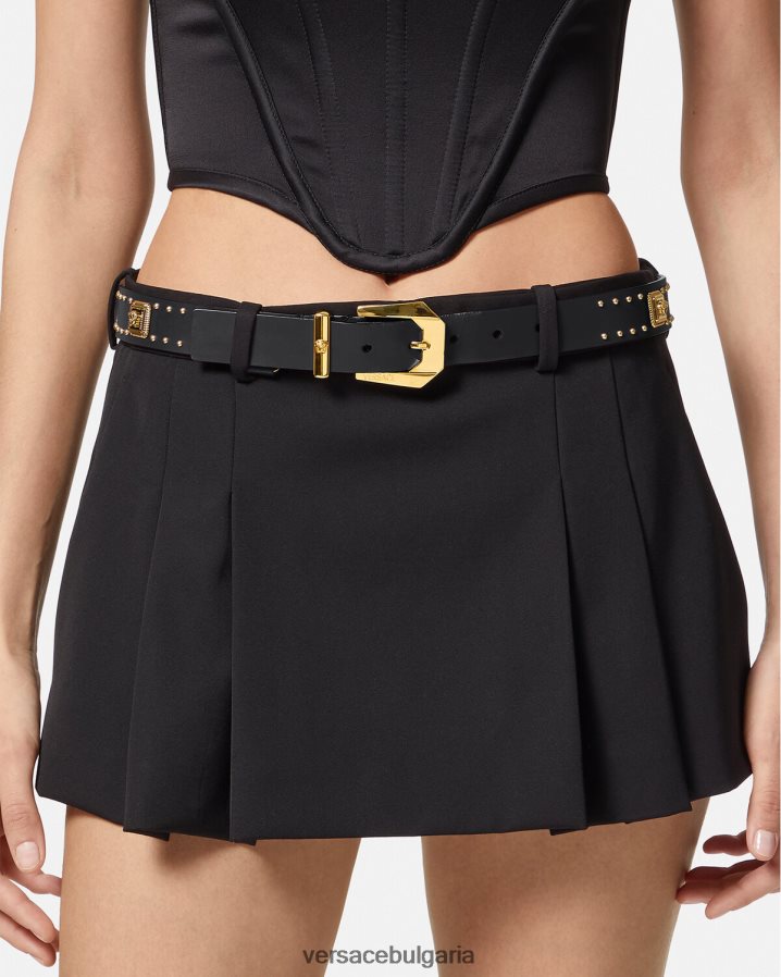 Жени Versace кожен колан с шипове medusa heritage N0824Z535 черен аксесоари