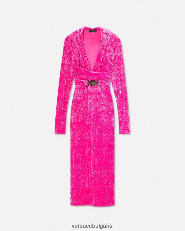 Жени Versace кадифена рокля с качулка medusa '95 N0824Z57 фуксия облекло