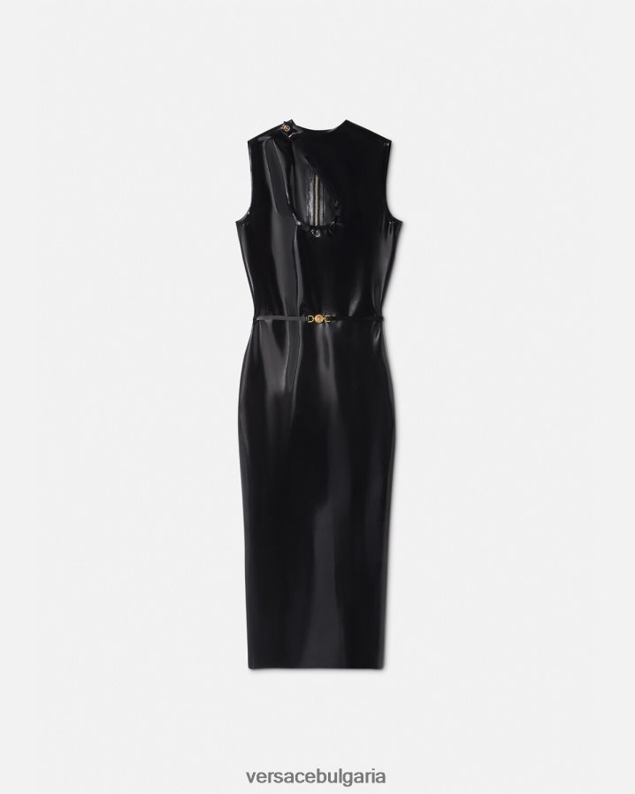 Жени Versace латексова изрязана рокля medusa biggie N0824Z66 черен облекло