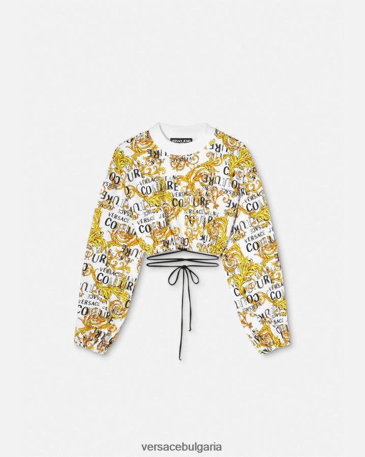 Жени Versace суичър с лого couture N0824Z2225 златно и бяло облекло