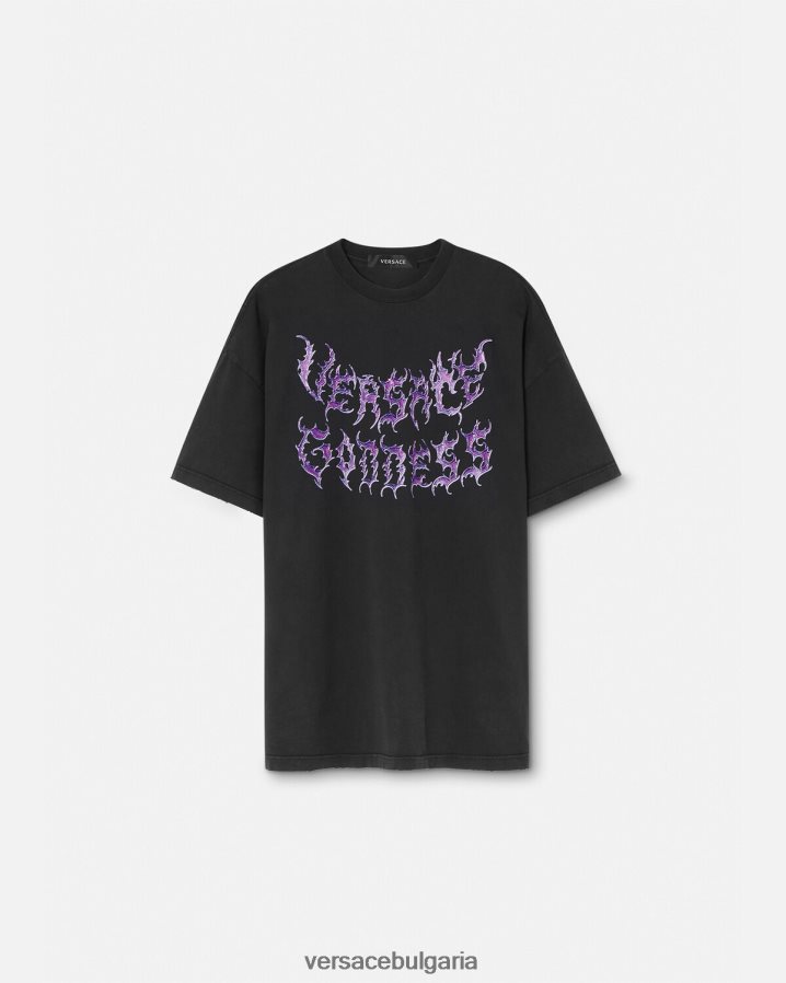Жени Versace овъргайз тениска богиня N0824Z150 черен облекло