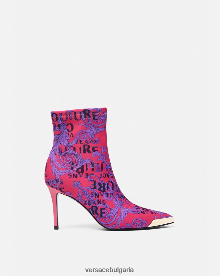 Жени Versace модни ботуши с лого на scarlett N0824Z2305 фуксия и печат обувка