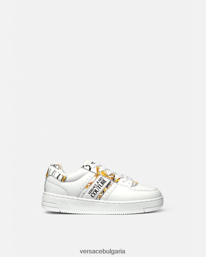 Жени Versace лого четка couture meyssa маратонки N0824Z2295 златно и бяло обувка