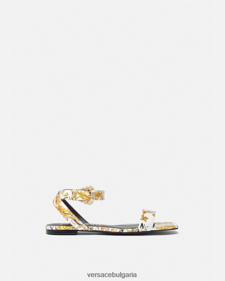 Жени Versace поп модни равни сандали millie N0824Z2298 златно и бяло обувка