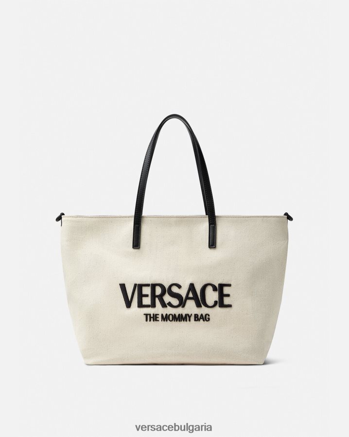 деца Versace чанта с подложка за повиване на бебе с лого N0824Z1850 бял черен чанти