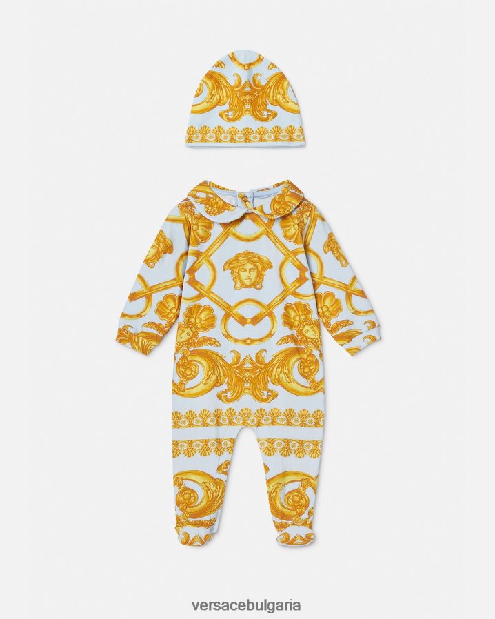 деца Versace бебешки спален комплект barocco 660 N0824Z1827 светло синьо и златно облекло