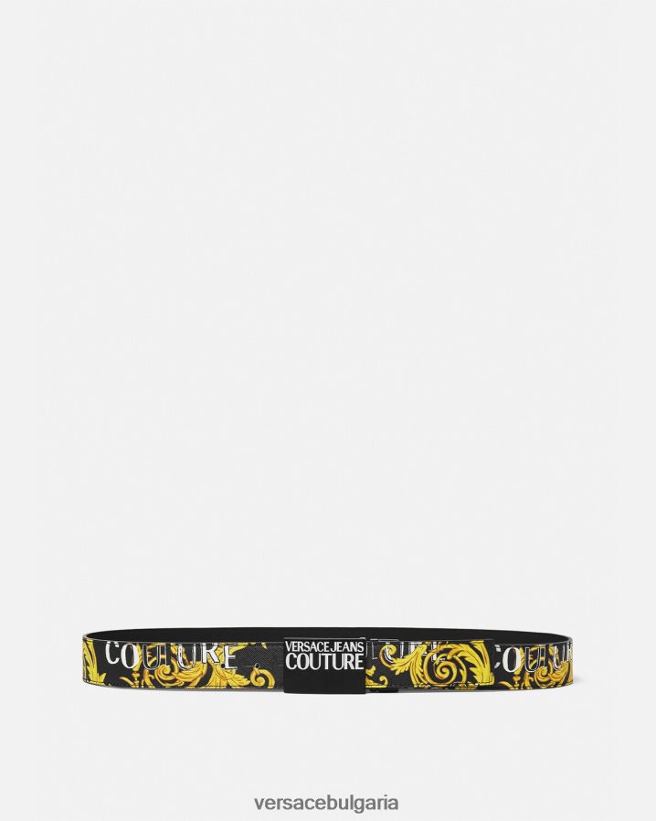 мъже Versace реверсивен колан от кутюр с лого N0824Z2505 черно и златно аксесоари