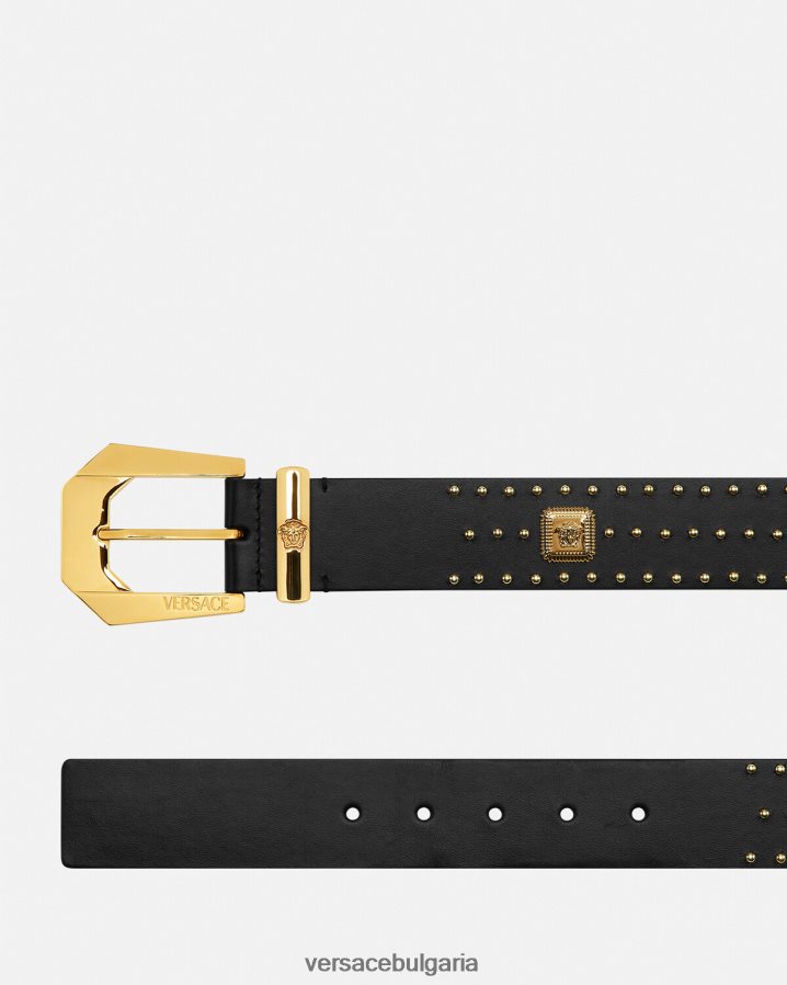 мъже Versace кожен колан с шипове medusa heritage N0824Z1625 черен аксесоари