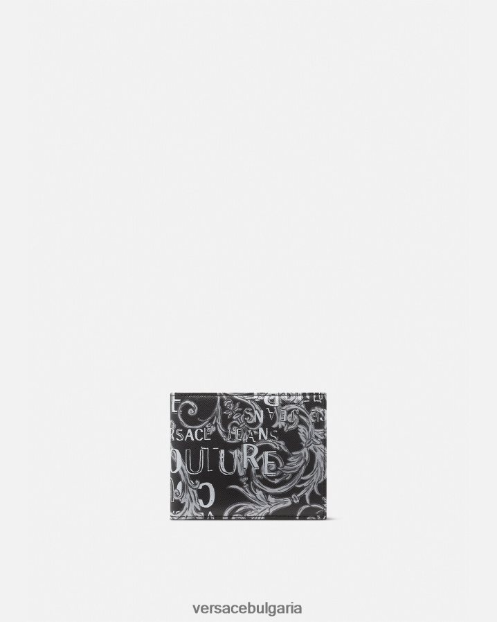 мъже Versace двоен портфейл с лого от мода N0824Z2516 черно и сиво аксесоари