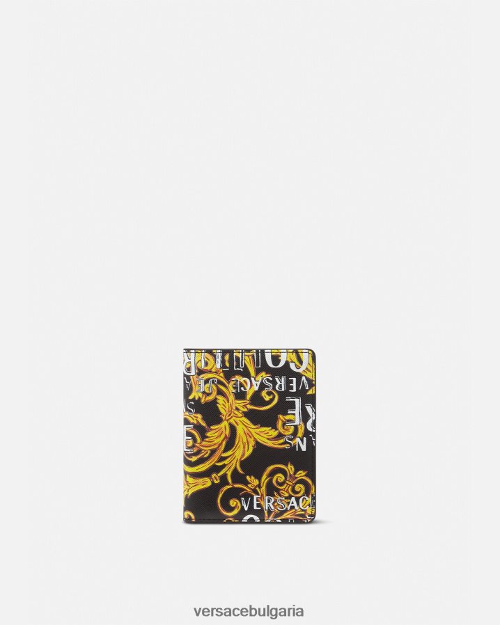 мъже Versace двоен висок портфейл с лого couture N0824Z2519 черно и златно аксесоари