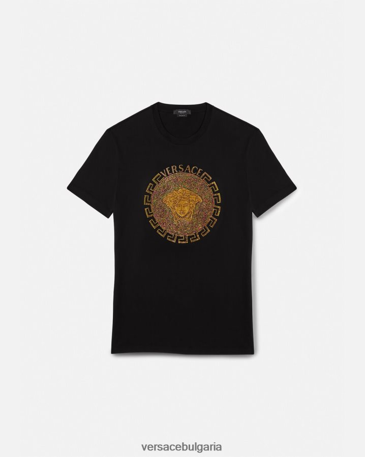 мъже Versace кристална тениска medusa N0824Z1374 черен облекло