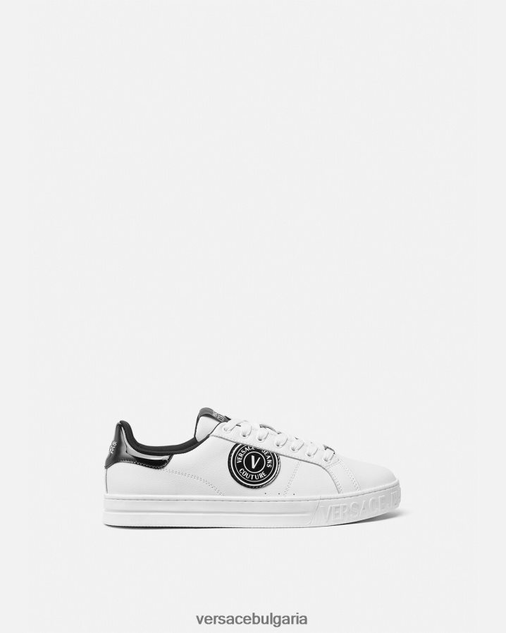 мъже Versace маратонки Court 88 v-emblem logo N0824Z2444 бял черен обувка