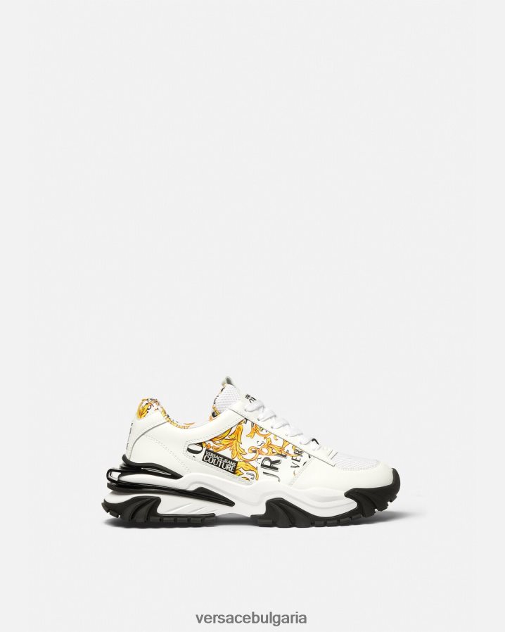 мъже Versace маратонки trail trek logo couture N0824Z2465 златно и бяло обувка